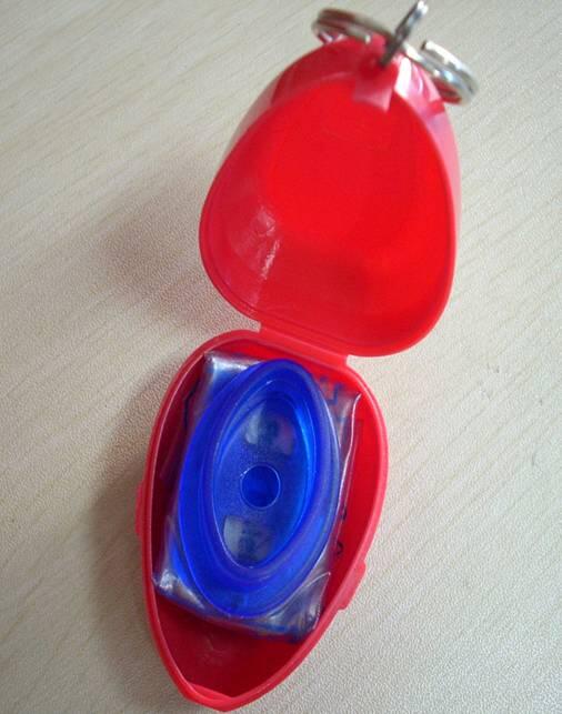 CPR face shield in heart-shaped plastic box with custom print image