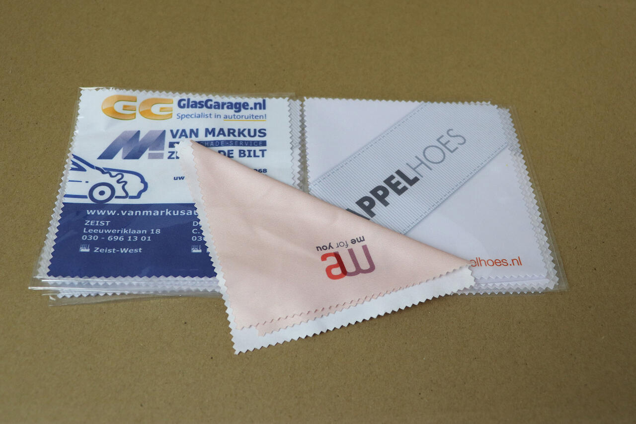 Small microfiber glasses cleaning cloth with custom print image