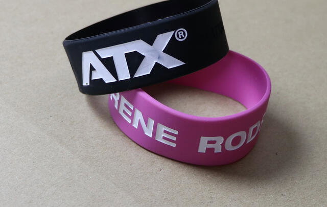 Extra wide silicone wristbands (25mm) with custom artwork image