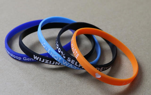 Slim Silicone Wristbands (6mm wide) with custom text image