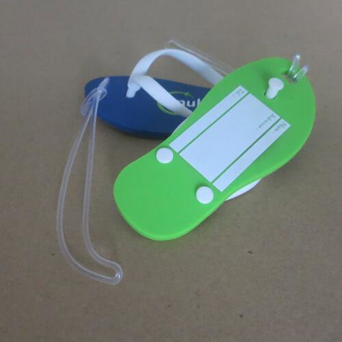 Slipper shaped luggage tag soft PVC 112 x 48mm with custom logo Slipper shaped luggage tag soft PVC 112 x 48mm with custom logo image